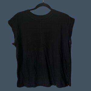 A New Day Womens Black Sleeveless T-Shirt 100% Cotton Size S Crew Neck